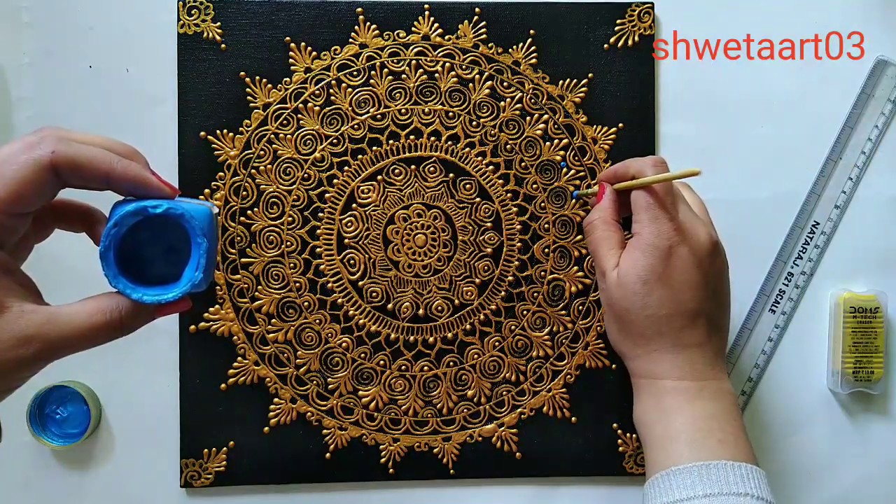 Mandala art using cone and dotting tools #9 by shwetaart03 - full video tutorial.