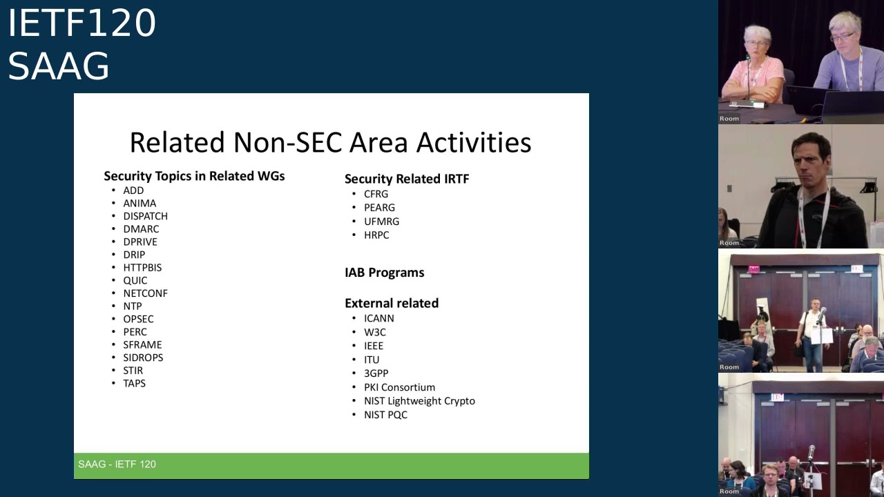IETF 120: Security Area Open Meeting (SAAG) 2024-07-25 22:00