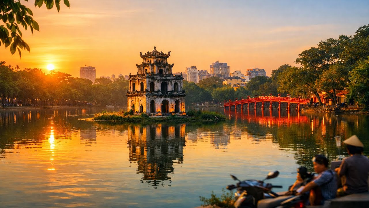 Ho&agrave;n Kiếm Lake Hanoi 🇻🇳 | Peaceful Walking Tour in the Heart of Vietnam