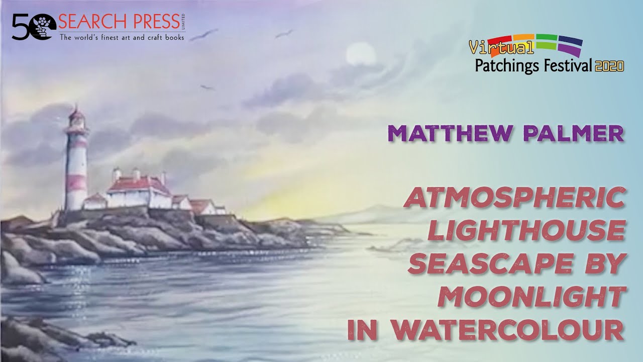 Atmospheric Lighthouse Seascape by Moonlight in Watercolour, Video by Matthew Palmer