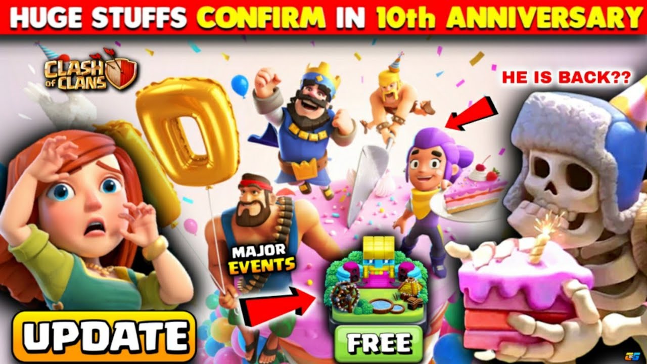 New Update - 10 Crazy Things Coming in 10th Anniversary Update Coc🔥 Free Scenery in Clash of clans