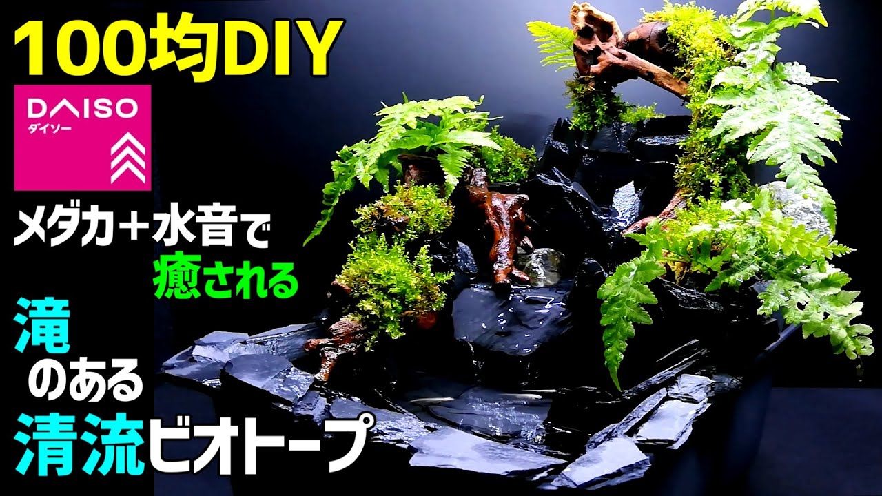 100均DIY滝のあるメダカのビオトープを作る｜【清流の滝ビオトープ】｜How to Make Waterfall Fountain Aquarium