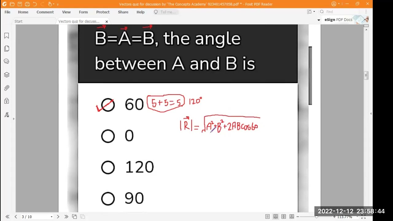 FPSC Lecturer & SET Physics Vectors Past Papers MCQs Quiz Discussion Batch 02