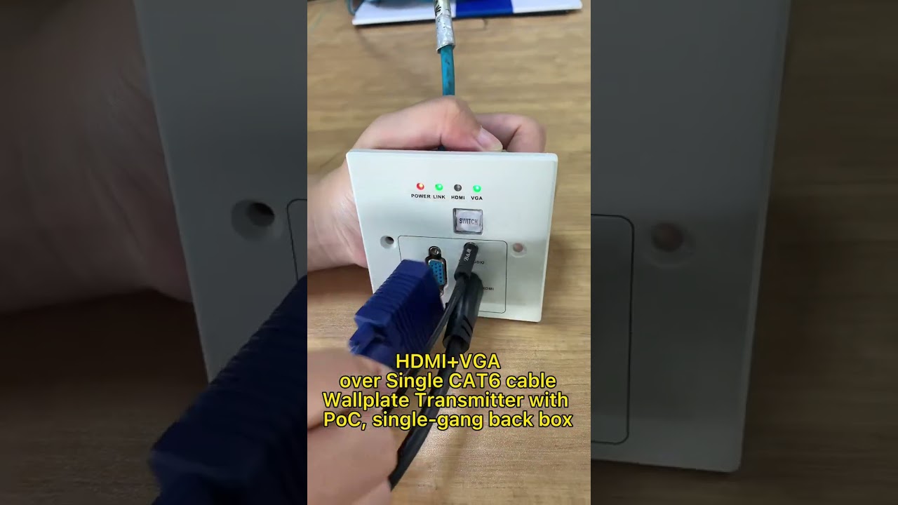 Still old school works. HDMI+VGA wallplate Transmitter with POC, EDID and single-gang backbox