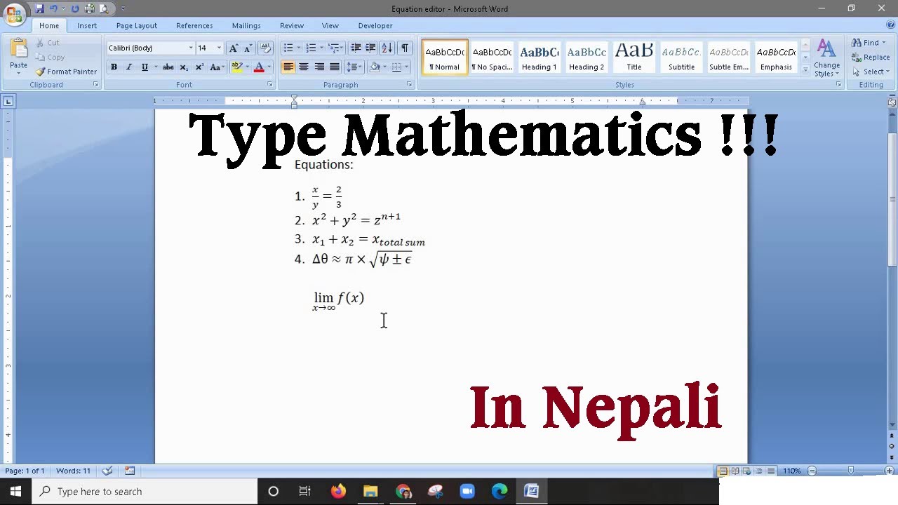 How to Type Mathematical Equations Effectively and Easily in MS Words