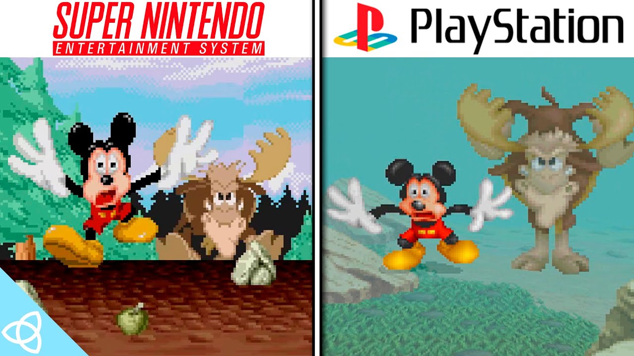 Mickey Mania - SNES vs. PS1 (Wild Adventure) | Side by Side