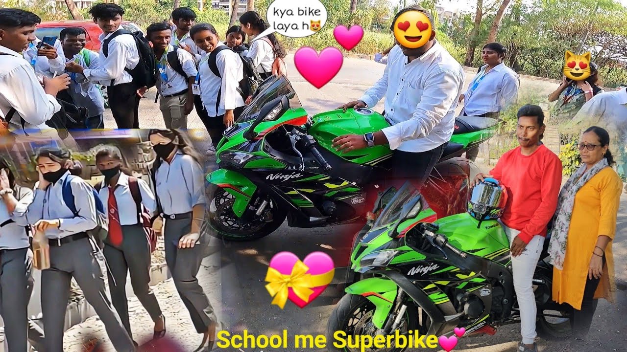 Picking up brother on Superbike from School|Kids Reactions|Z900 Rider