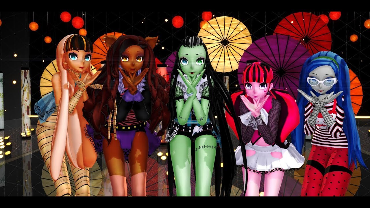 Kimagure Mercy Monster High MMD:  Frankie, Draculaura, Cleo De Nile, Ghoulia Gelps, & Clawdeen Wolf