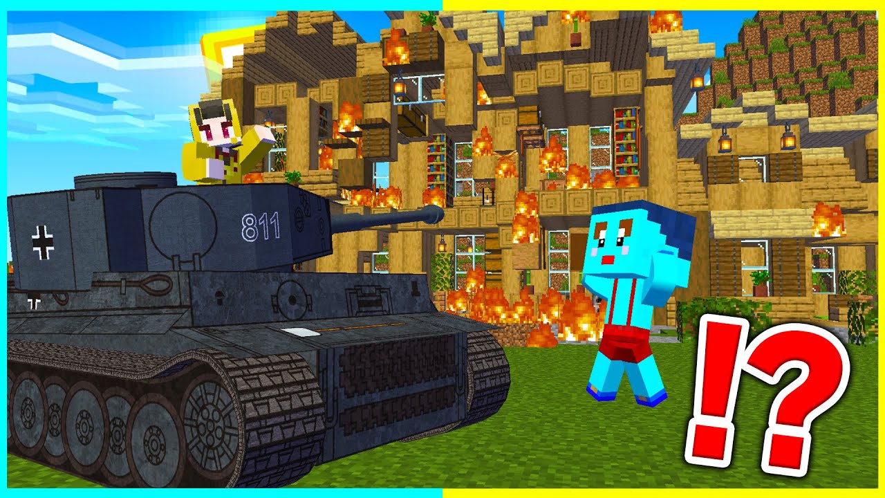 けなたろうの家を戦車でぶっ壊すドッキリww💣🔥【まいくら・マインクラフト】