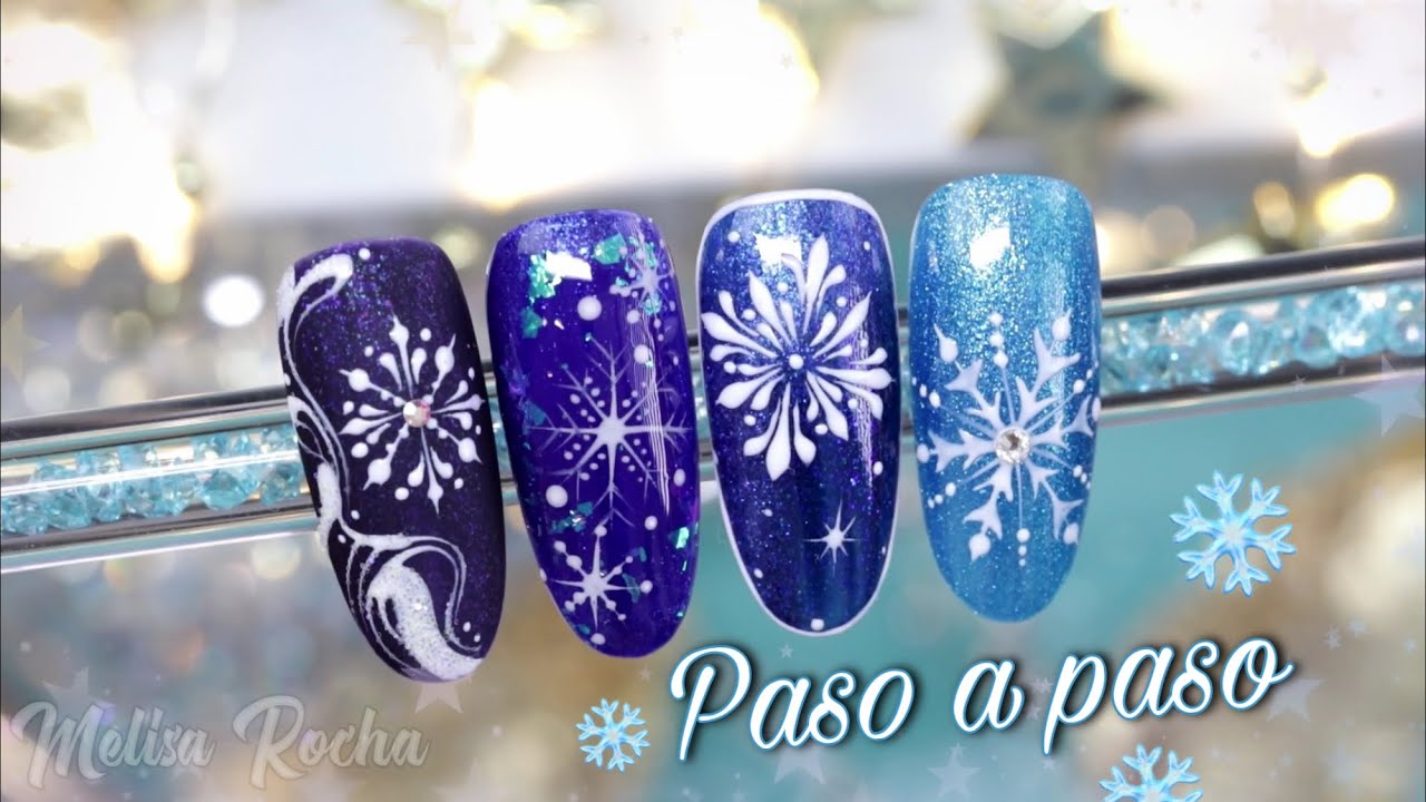 Uñas AZULES para NAVIDAD ❄️💅🏻 (paso a paso)