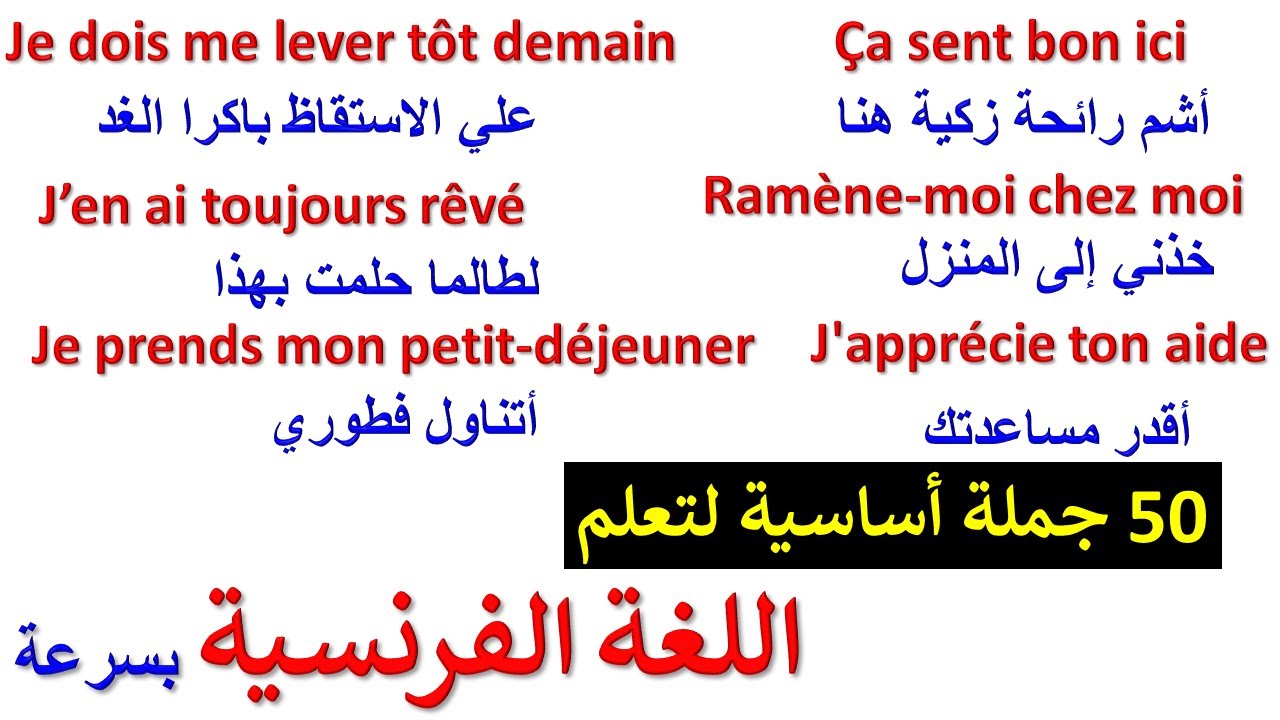أكثر من 33دقيقة من الفرنسية والعبارات المهمة والأكثر استعمالا ستجعلك متمكن من التحدث بالفرنسية بسرعة