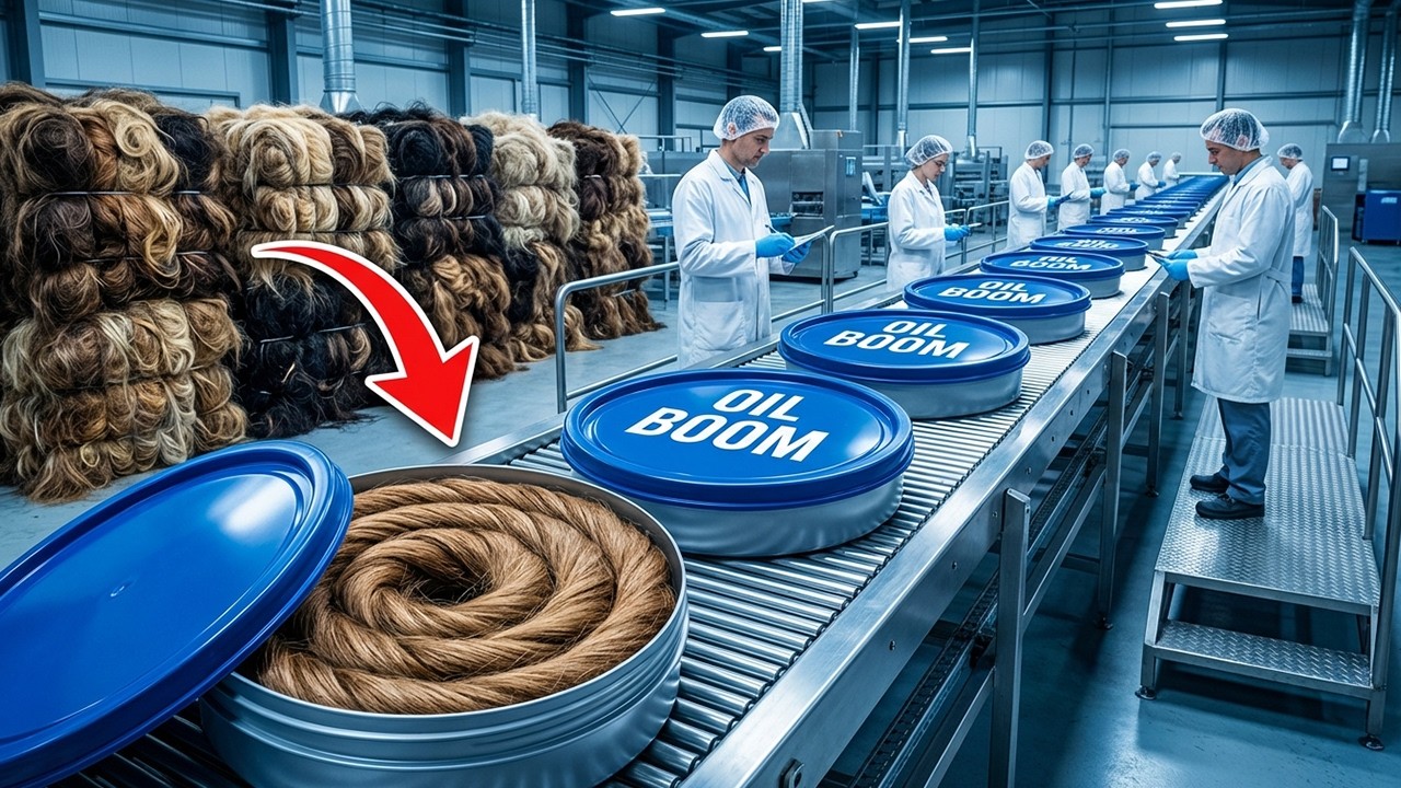 Millions of Human Hair Waste to Oil Absorbent Pollution Booms | Unbelievable Factory Process