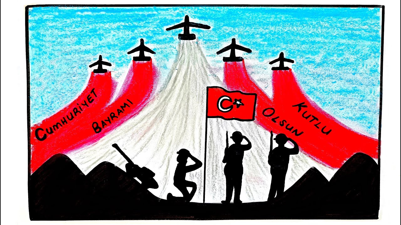 29 EKİM CUMHURİYET BAYRAMI RESMİ ÇİZİMİ - CUMHURİYET BAYRAMI RESMİ ÇİZİMİ - 29 EKİM RESİM ÇİZİMİ