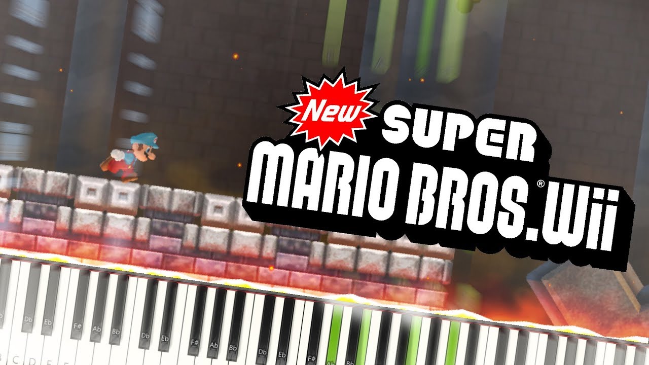 New Super Mario Bros. Wii - Castle Theme Piano Tutorial Synthesia