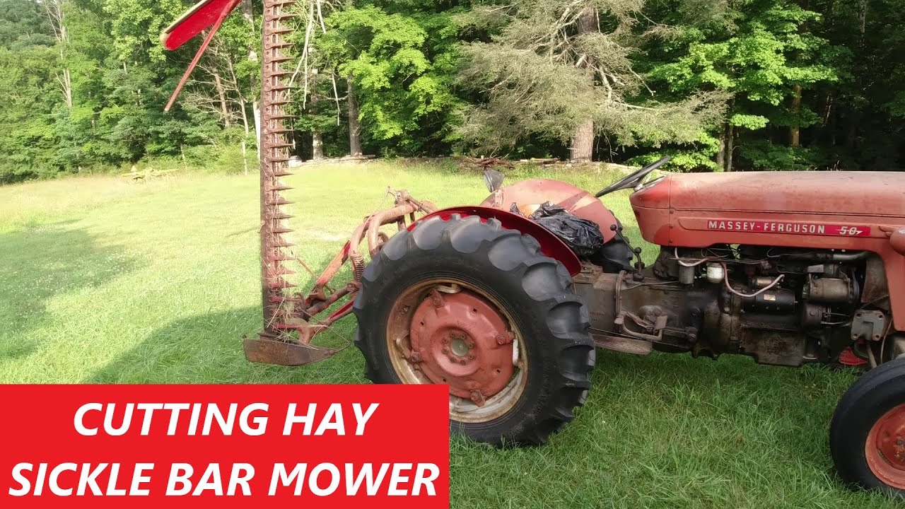 Sickle Bar Mower Cutting Hay - Massey Ferguson 50 & MF 32 Mower