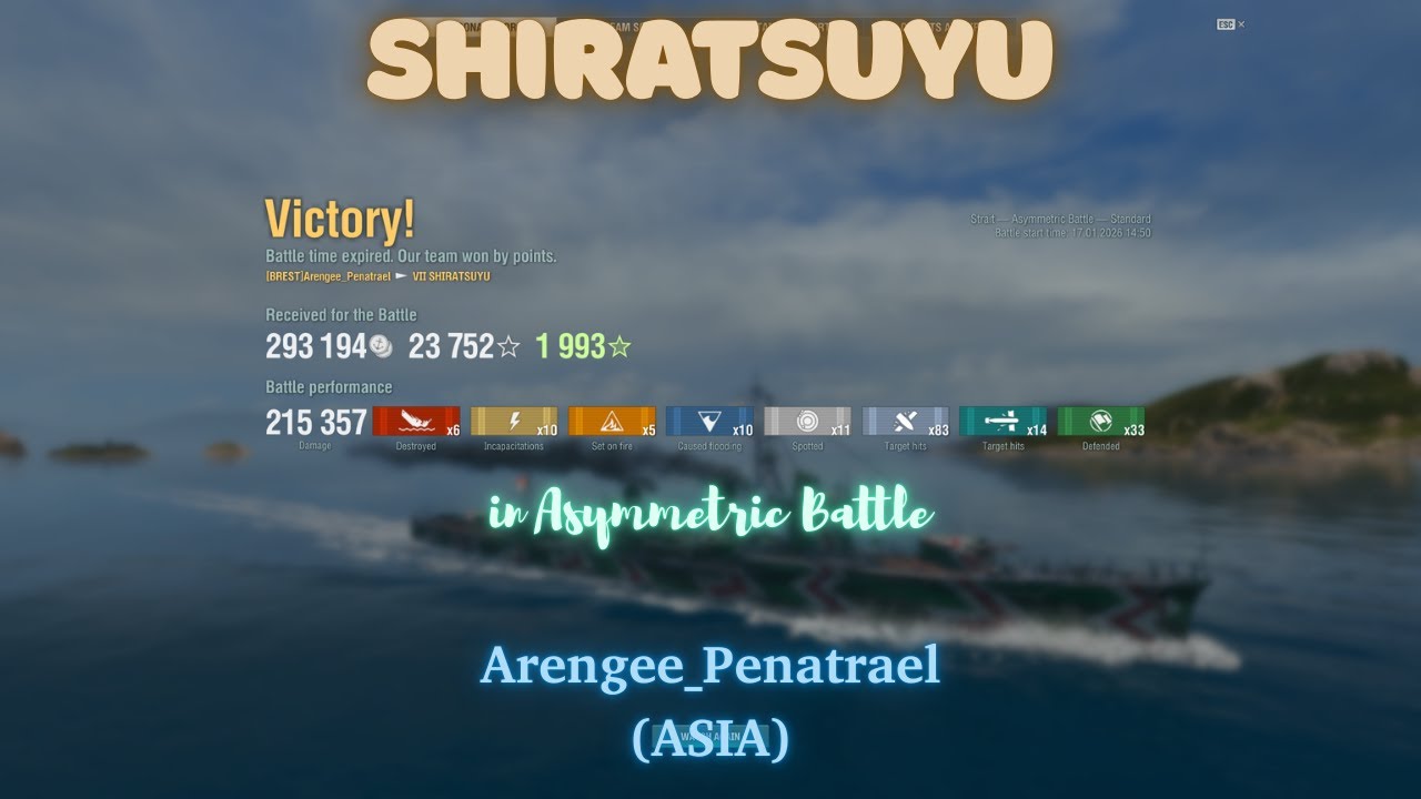 {Replay | 15.0}Tier 7 DD IJN Shiratsuyu by Arengee_Penatrael(ASIA) - Carried apes in Asymmetric