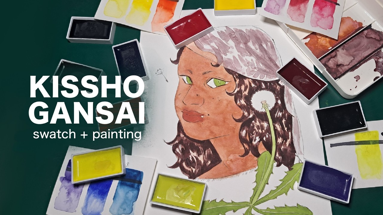 Kissho Gansai watercolours 🖌 | Swatches & Illustration 🌼