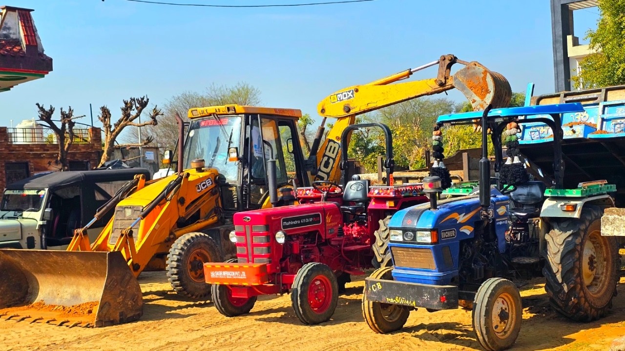 JCB 3dx Loading Mud| Kubota Trolly Accident| Mahindra 475 Di Accident Fired While Working| Eicher