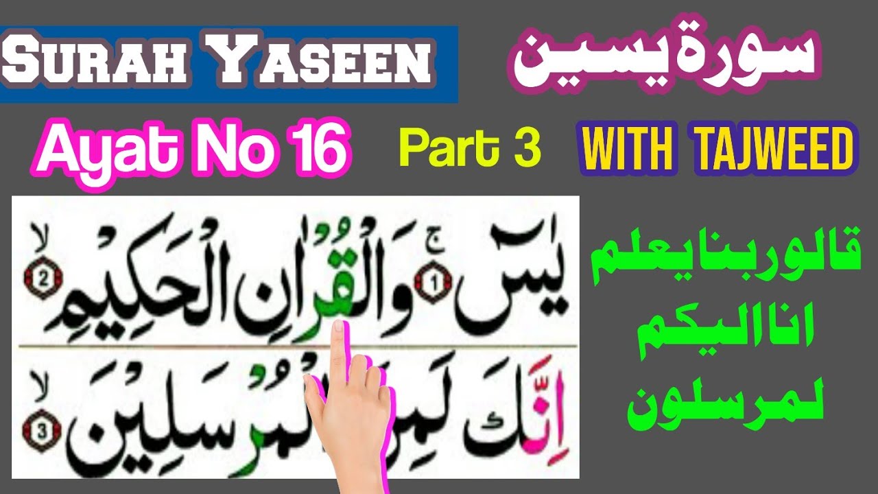 learn Surah Yaseen word by word || ( Ayat no 16 ) Learn Quran with Tajweed || سورۃ یسین