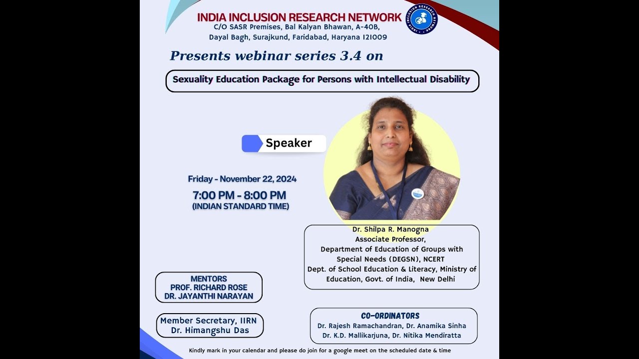 IIRN Webinar series 3.4, Dr. Shilpa Manogna, dt: 22nd Nov 2024, 7 to 8 PM