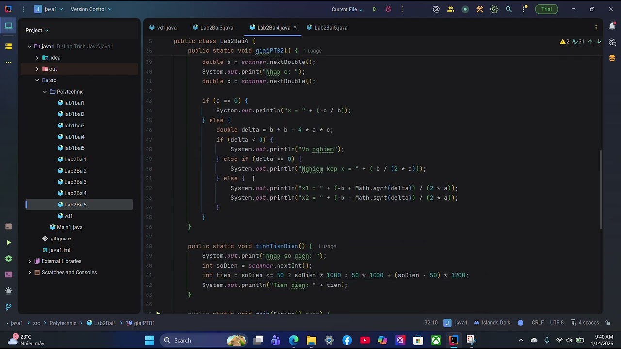 Hướng dẫn làm phần 2 của Lab 2 trên lập trình Java
