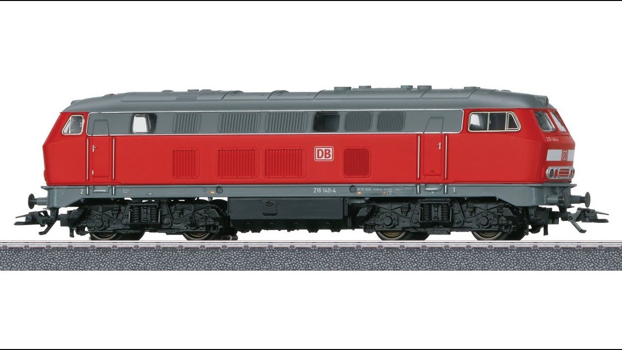 M&auml;rklin DB BR 216 Diesel Locomotive pulling a Really Long M&auml;rklin Freight Train (38 cars)
