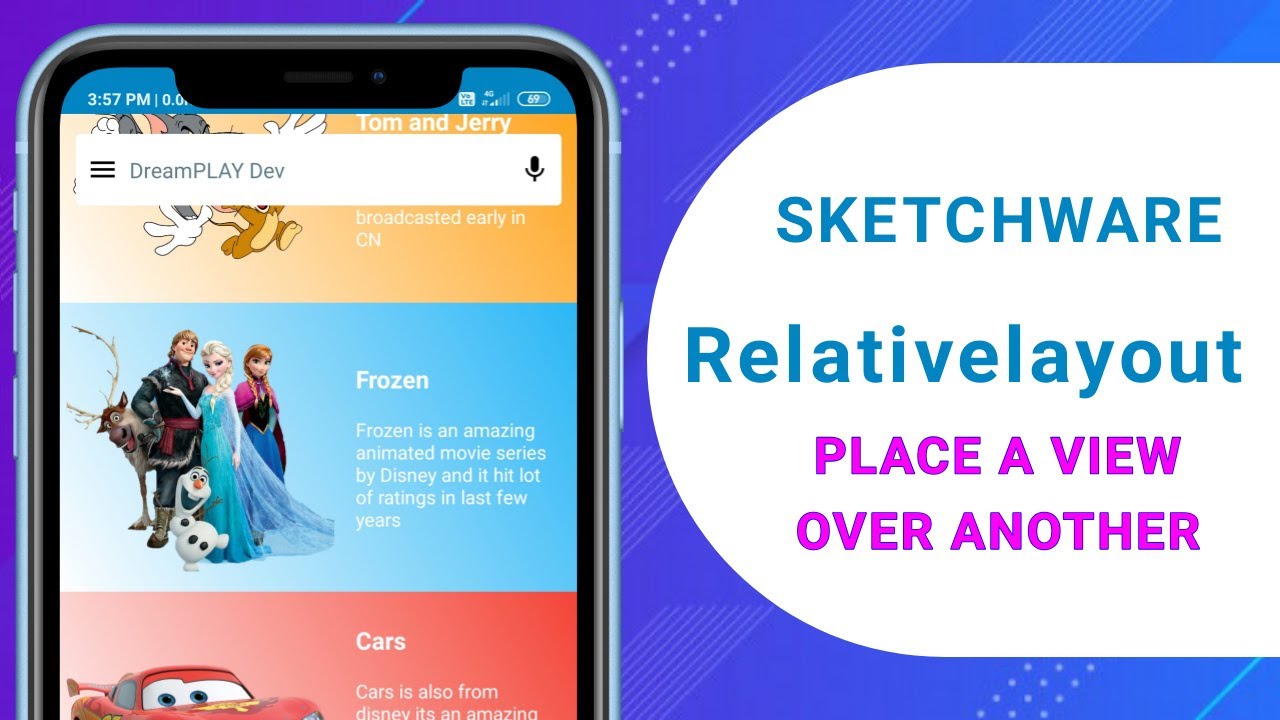 Relativelayout in Sketchware - place a view over another (Stack up views)
