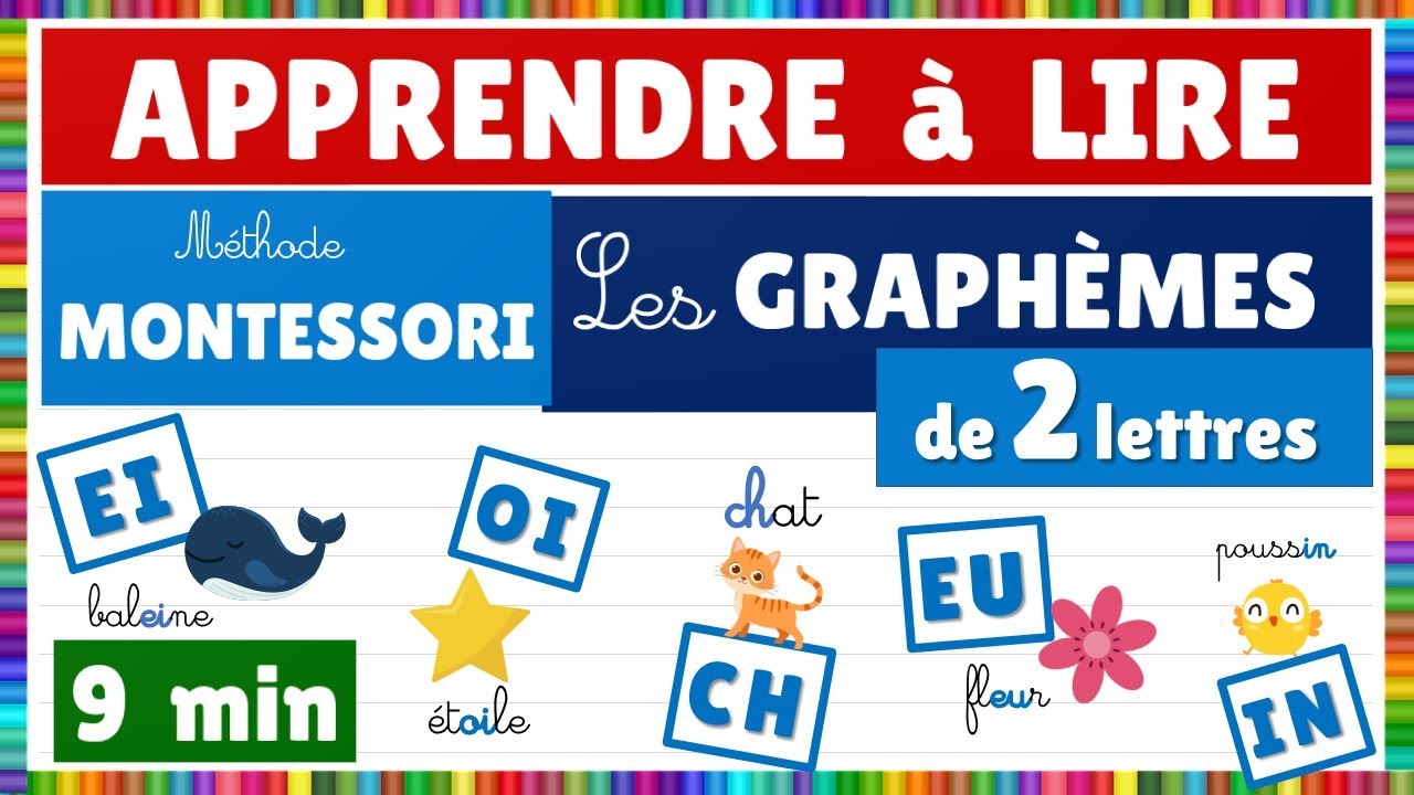Apprendre à lire || Méthode Montessori || Les sons - Exercice de lecture: les graphèmes de 2 lettres