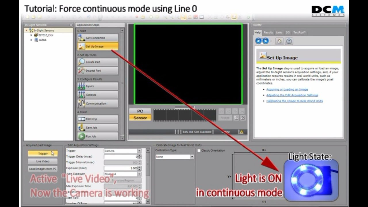 Tutorial - Cognex In-Sight 7000 camera, how to force continuous mode iBlueDrive light