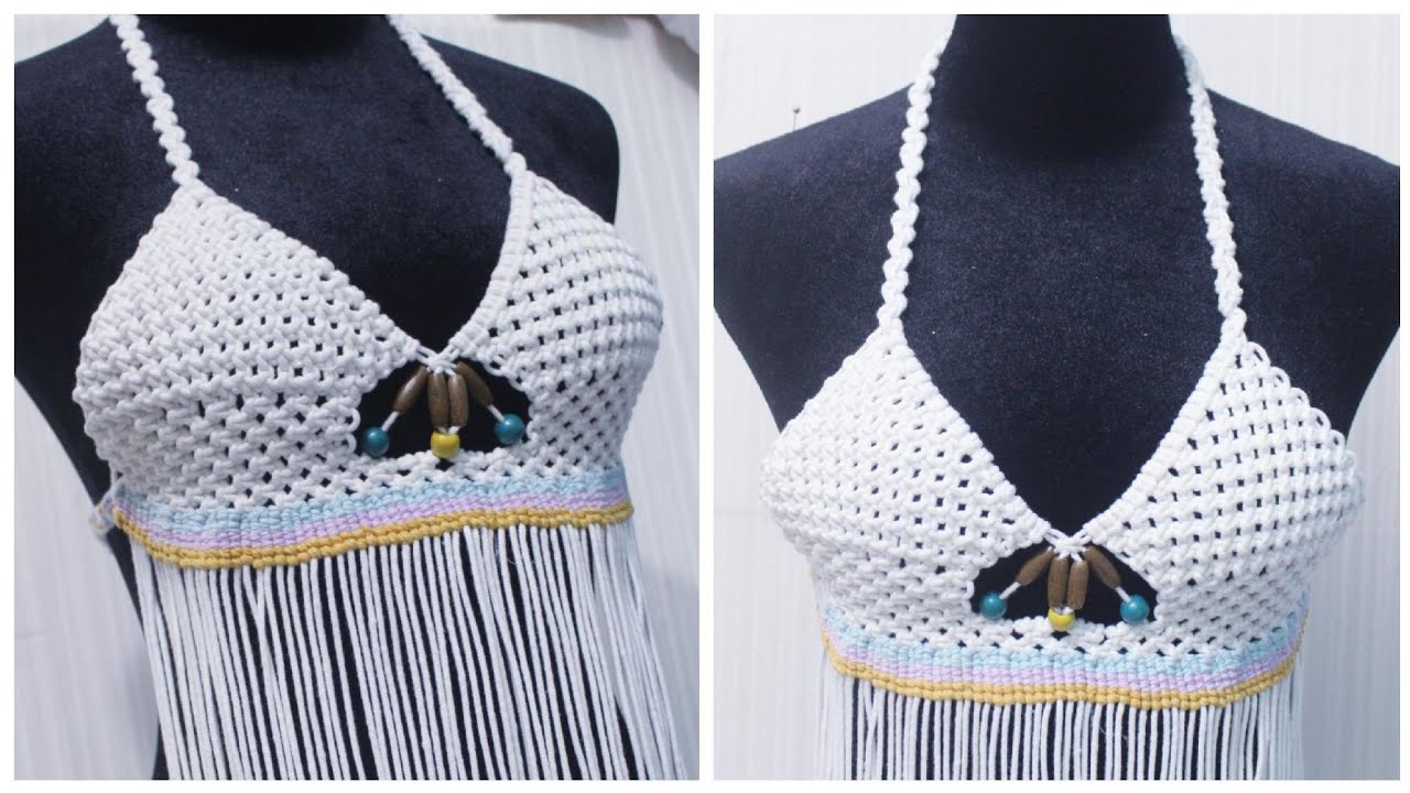 DIY Macrame Bikini Top - Macramé Tutorial for beginner by TNARTNCRAFTS