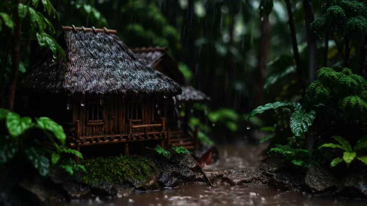 Rain in the Forest Cabin ASMR – Peaceful Jungle Rain Sounds for Sleep, Relax & Study