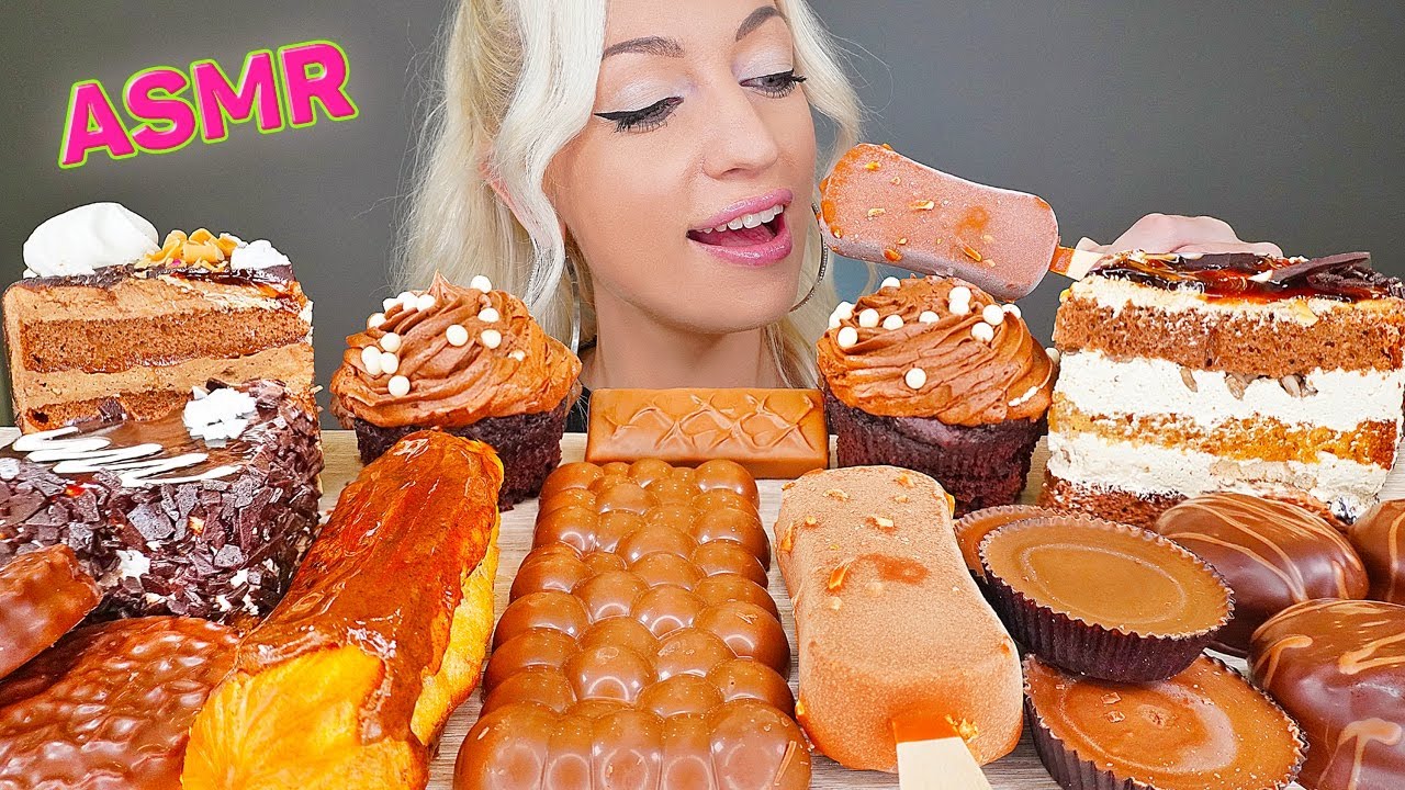 ASMR EATING CHOCOLATE, ICE CREAM, CANDY BARS, CAKE, MARSHMALLOW 초콜릿 디저트, 초코아이스크림 (DESSERT) MUKBANG먹방