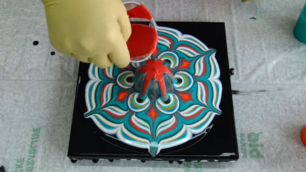 (394) CUP BOTTOM panting with a SPIN ~ Acrylic pour painting ~ Reverse flower dip ~ Paint #WithMe