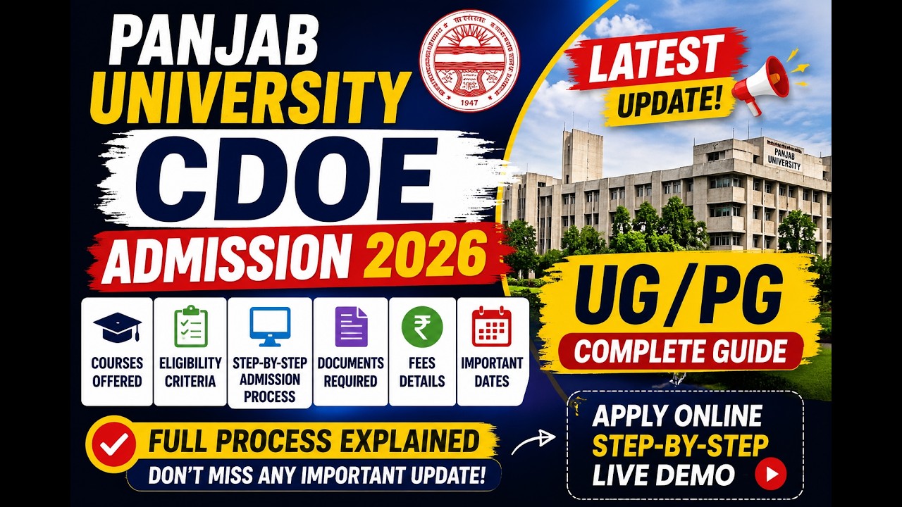 Panjab University CDOE Admission 2026 OUT! UG/PG Complete Process | Don't Apply Before Watching This