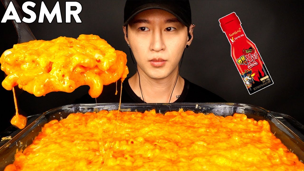 ASMR NUCLEAR FIRE MAC & CHEESE MUKBANG (No Talking) COOKING & EATING SOUNDS | Zach Choi ASMR
