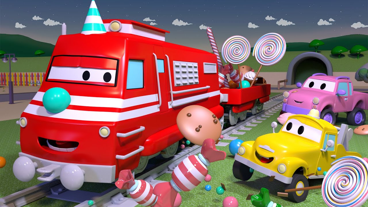 Carrie the Candy Car saves Halloween ! - Troy The Train of Car City | Train cartoons for children