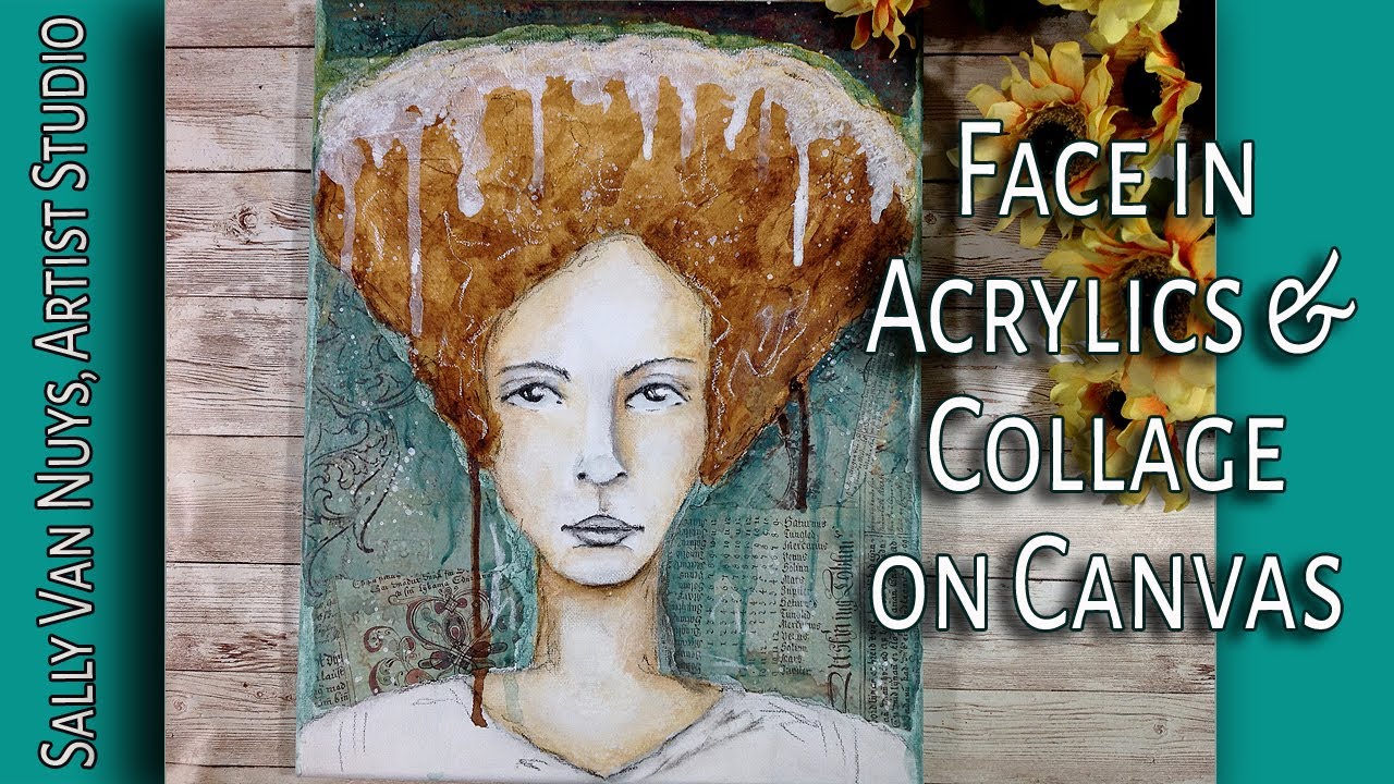 Face Painted in Acrylics with Collage on Canvas | inspired by Toni Burt 