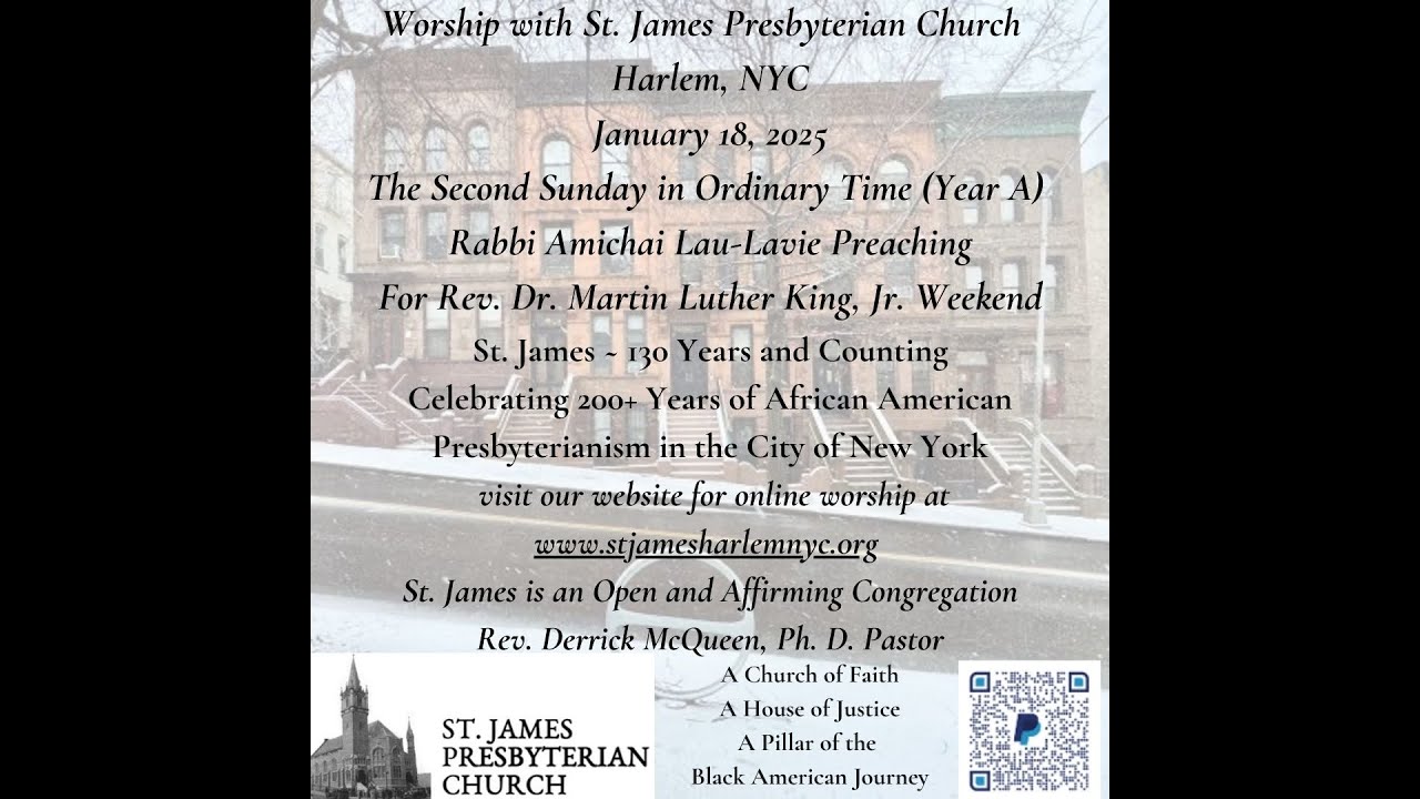 Sermon: Amichai Lau Lavie at St  James Worship 01 18 2026 2nd Sunday in Ordinary Tiime Year A MLK