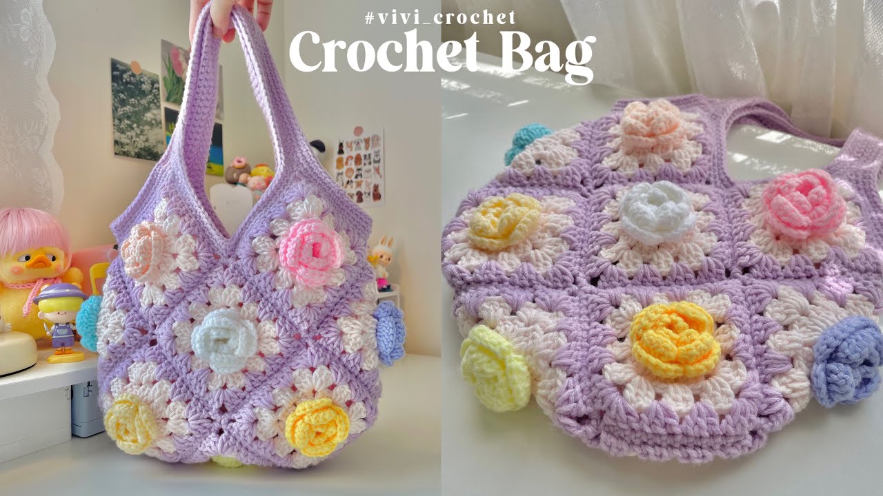 How To Crochet Flower Granny Square Bag | 小红书 Inspo✨