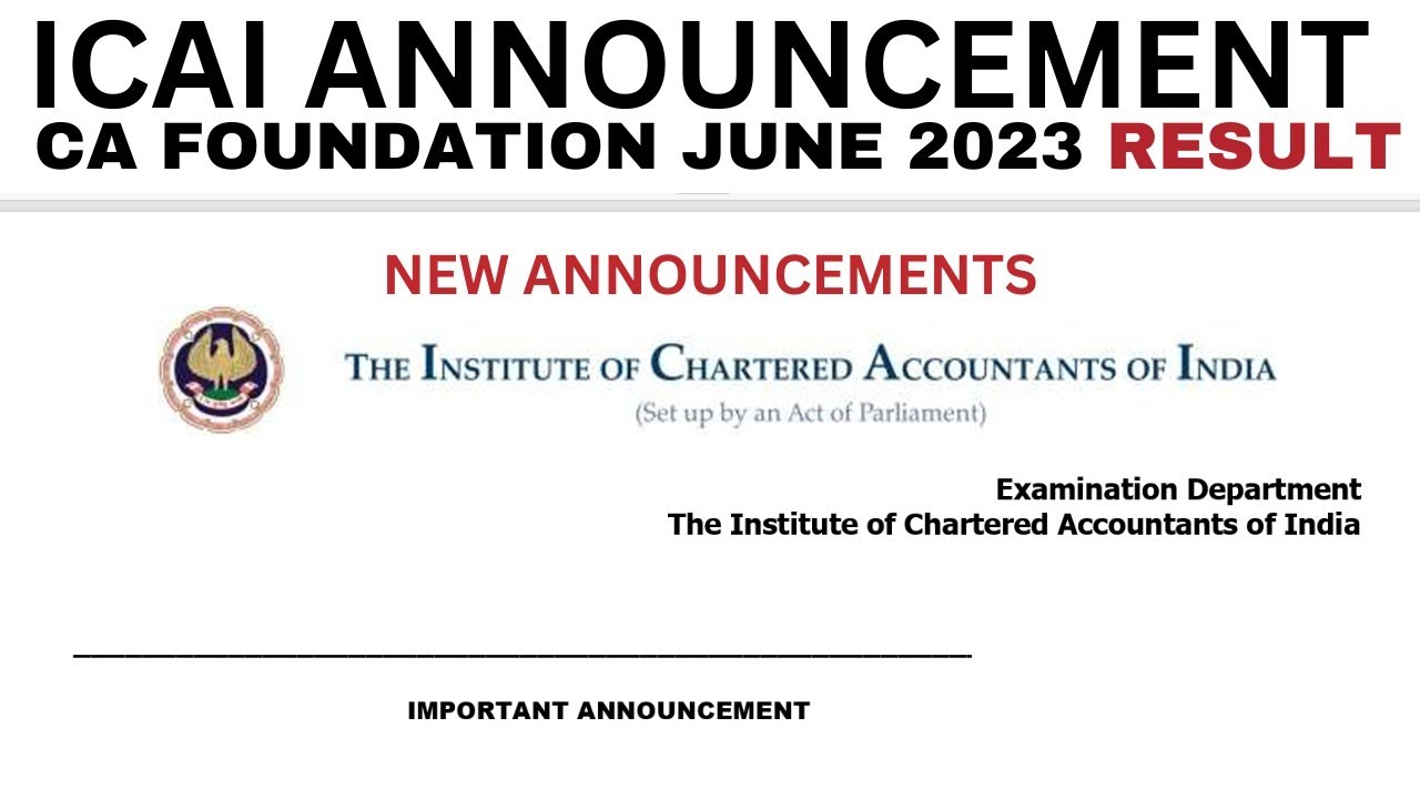 ICAI Announcement CA Foundation June 2023 Result Date! | CA Foundation June 2023 Result Date |Thnx 🙏