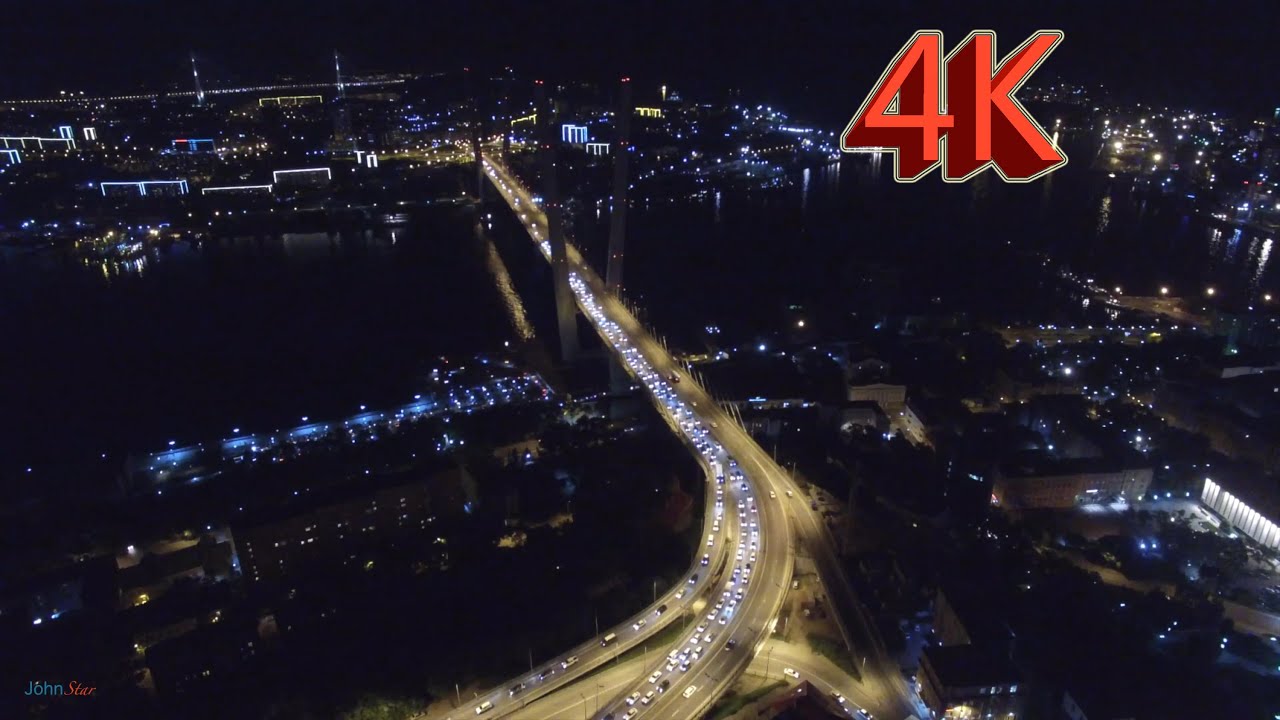 Night flight over Vladivostok 2015 (4K) / Ночной полёт над Владивостоком 2015 (4K)