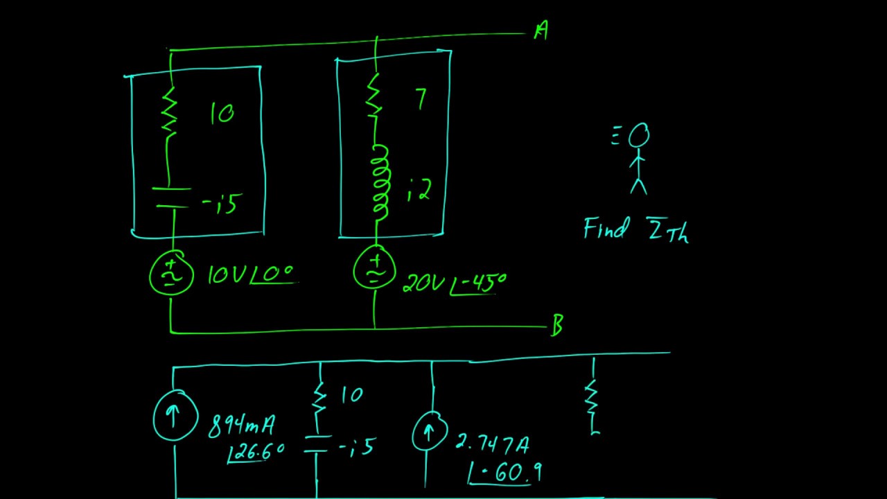 Thévenin to Norton equivalent circuit, AC circuit analysis