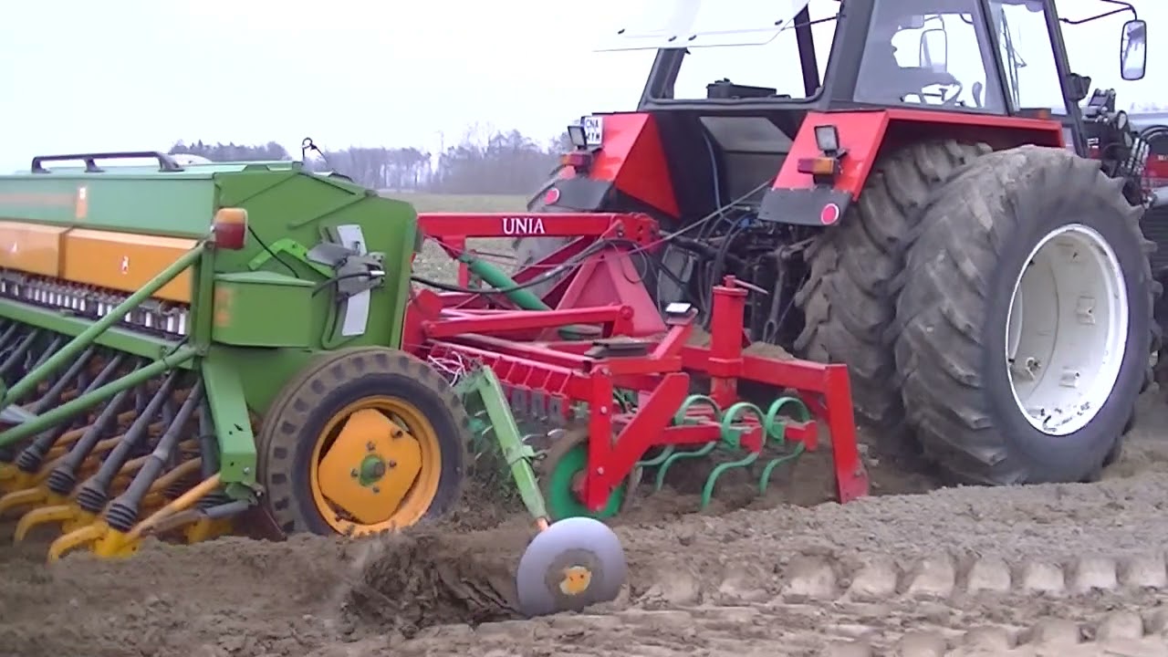 Wiosna 2021-Siew Grochu w gr Olejniczak (Zetor 16145 z bliźniakami) (Amazone d7