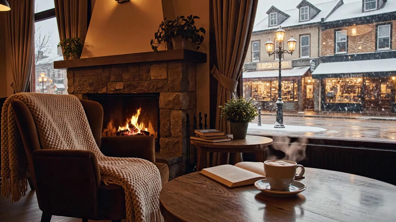 Cozy Winter Coffee Shop ❄️ Relaxing Jazz Piano for Study & Work