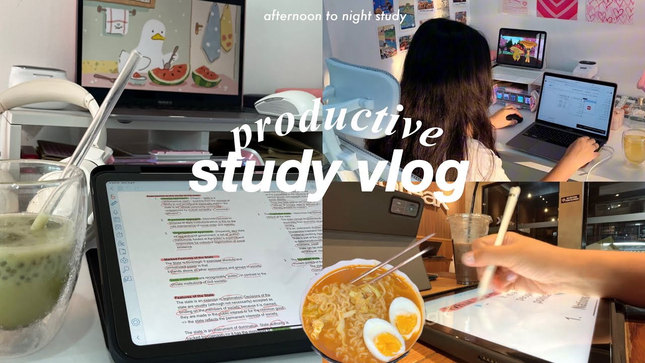 productive study vlog 📚⭐️ cafe study, afternoon to night study, most productive days, uni vlog