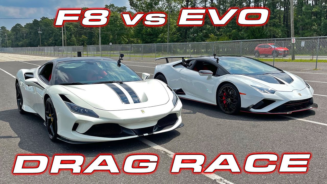Пора продавать EVO? * Lamborghini Huracan Rear Wheel Drive против Ferrari F8 Tributo Drag Race
