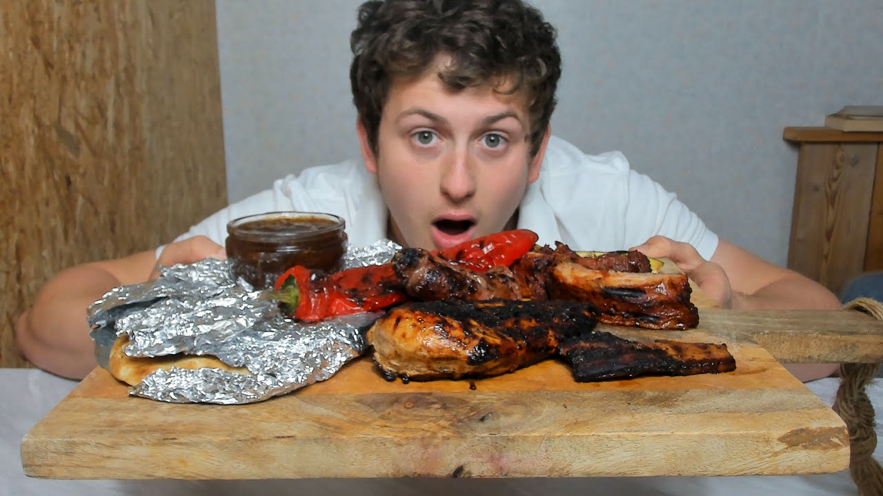 Barbeque Galore Mukbang ( pork ribs, Chicken, boereworst ) meat 🥩