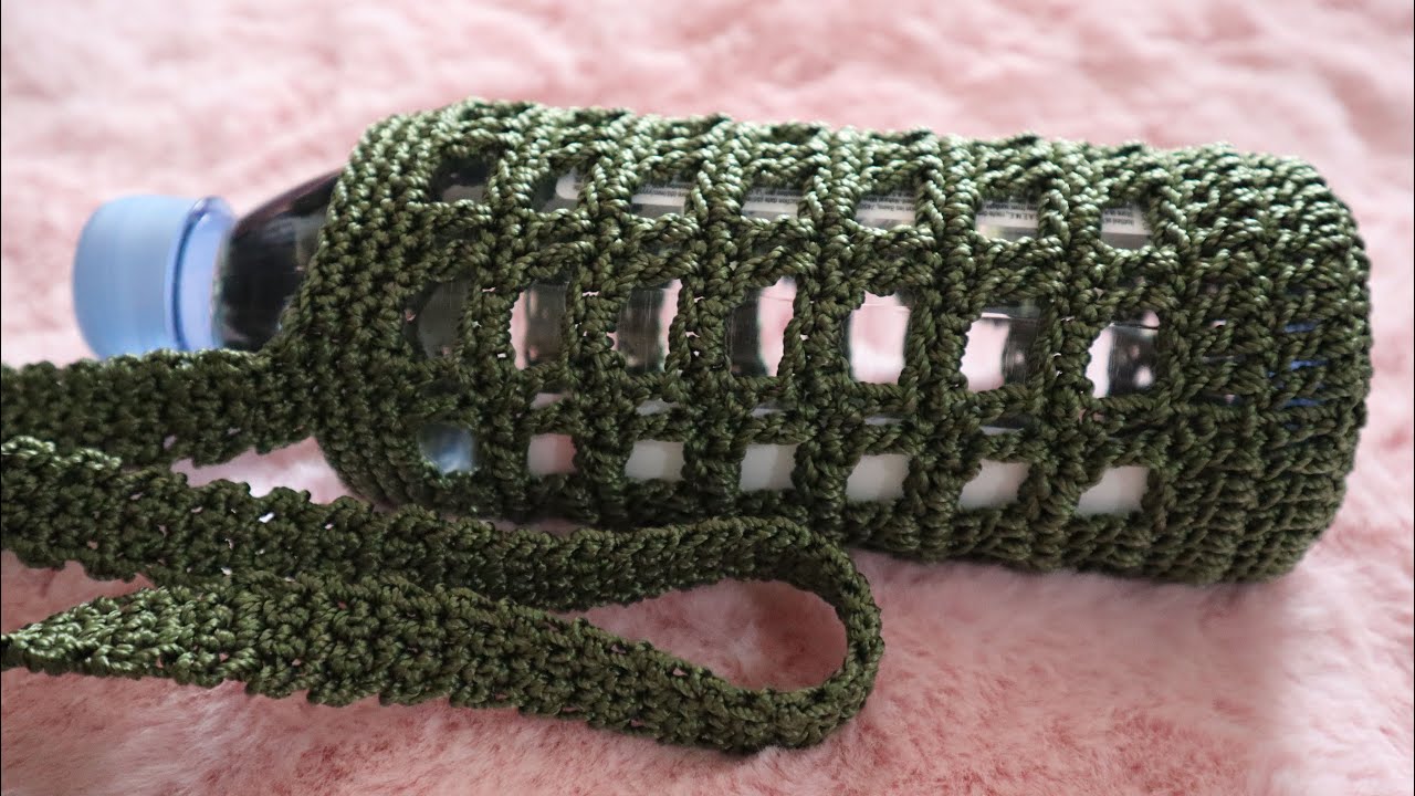 How to crochet a water bottle holder #bottleholder #crochettutorial #tutorial #diy #easy
