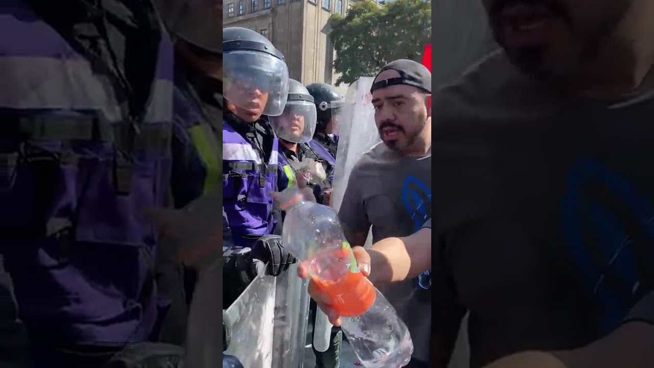 Polic&iacute;as del PN se doblaron ante la manifestaci&oacute;n en el Z&oacute;calo | MLDA