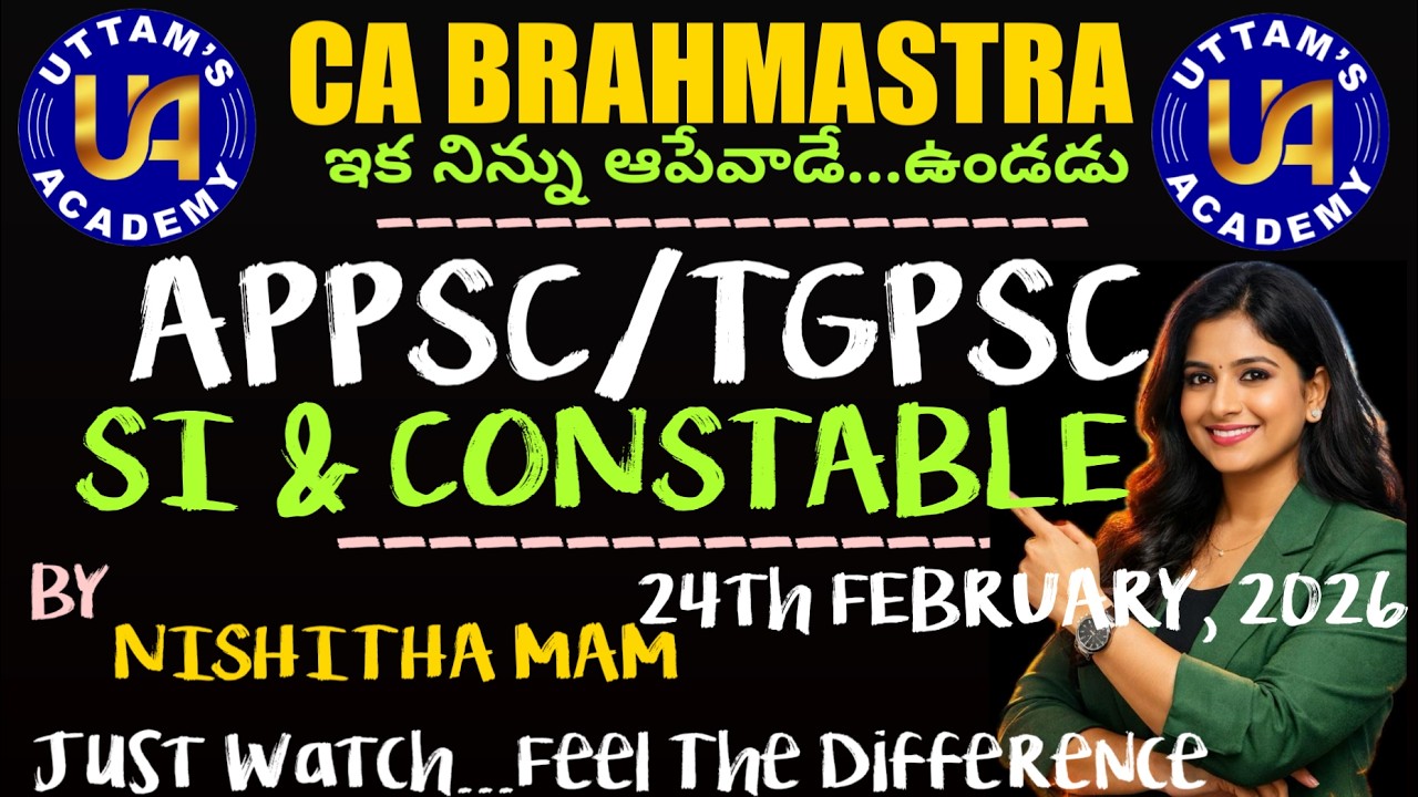 APPSC CURRENT AFFAIRS MCQ'S LIVE BY NISHITHA MAM